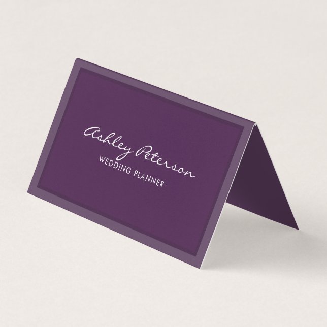 Chic Elegant Minimalist Violet Script Business Card (Front)