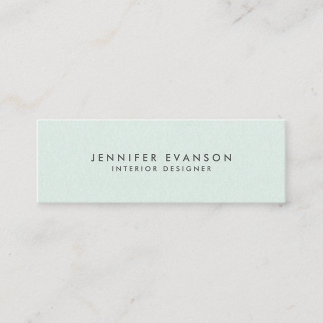 Chic Elegant Mint Green Minimalist Mini Business Card (Front)