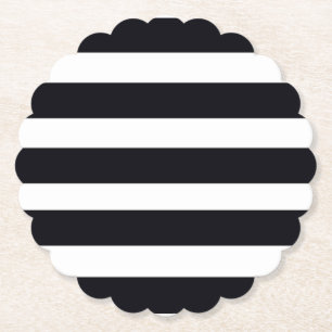 Chic Elegant Modern Black And White Stripes Paper Coaster