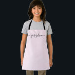 Chic Elegant Modern script Name Apron<br><div class="desc">She'll love a personalised apron as she bakes those goodies,  cooks delicious dishes or work with her plants. A perfect gift to encourage her talents. Black script for the name with long-tail embellishments. See other apron sizes.</div>
