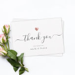Chic Elegant Modern Script Rose Gold Heart Thank You Card<br><div class="desc">This modern chic rose gold heart thank you note features hand-lettered script calligraphy alongside your names in elegant serif typography. This is the classic version on white.</div>