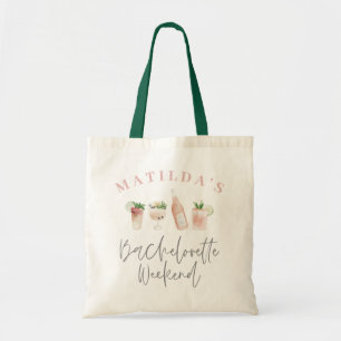 Chic elegant modern watercolor drinks bachelorette tote bag