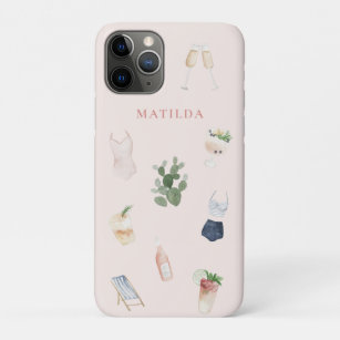 Chic elegant modern watercolor drinks pink girly Case-Mate iPhone case