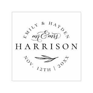 Chic Elegant Mr & Mrs Married Couple Wedding Date Self-inking Stamp