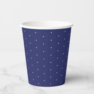 Chic elegant navy blue and white tiny polka dots paper cups