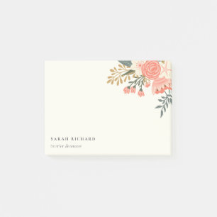 Chic Elegant Orange Blush Green Ambrosia Floral Post-it Notes