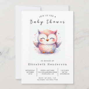Chic Elegant Owl Baby Shower Invitation