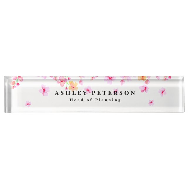 Chic Elegant Pink Blossom Nameplate (Front)