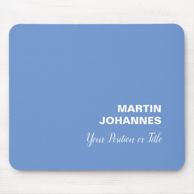 Chic Elegant Plain Stylish Blue Minimalist Mouse Pad (Front)