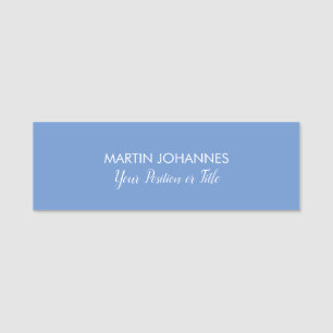 Chic Elegant Plain Stylish Blue Minimalist Name Tag