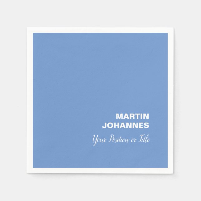 Chic Elegant Plain Stylish Blue Minimalist Napkin (Front)
