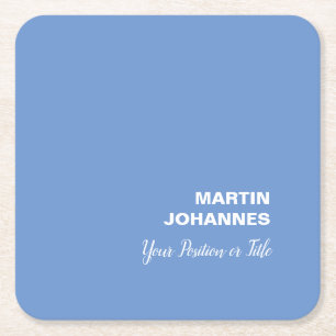Chic Elegant Plain Stylish Blue Minimalist Square Paper Coaster