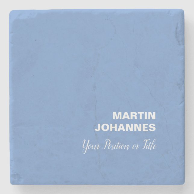 Chic Elegant Plain Stylish Blue Minimalist Stone Coaster (Front)