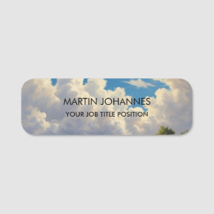 Chic Elegant Plain Stylish Blue Sky & Clouds Name Tag