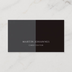 Chic Elegant Plain Stylish Grey Black Minimalist Business Card