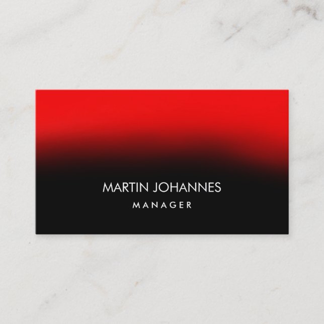 Chic Elegant Plain Stylish Red Black Business Card (Front)