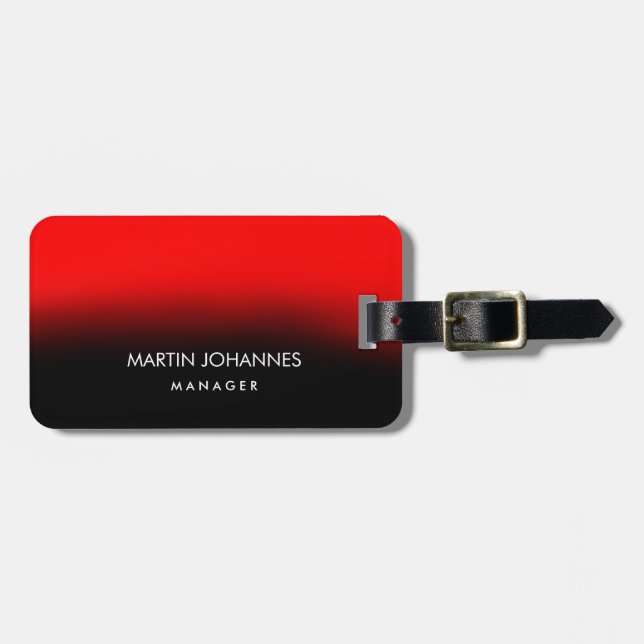 Chic Elegant Plain Stylish Red Black Luggage Tag (Front Horizontal)