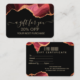 Chic Elegant Red Marble Gold Glitter  Discount Card