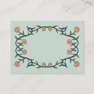 Chic Elegant Rose Frame Botanical Floral GreenPink Place Card