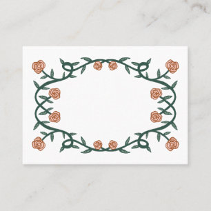 Chic Elegant Rose Frame Botanical Floral Pink Gree Place Card