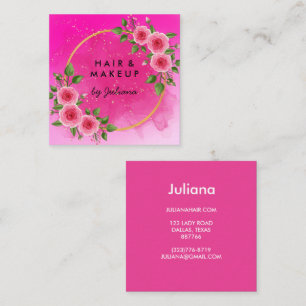 Chic Elegant Rose Frame Floral Blush Pink Business Square Business Card