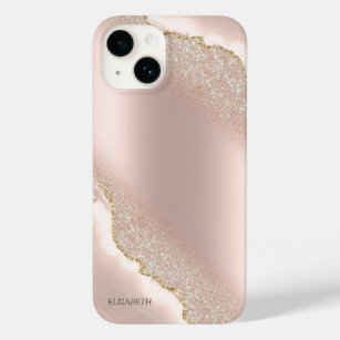 Chic Elegant Rose Gold Glitter Marble    Case-Mate iPhone 14 Case