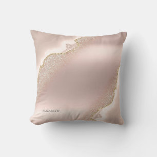Chic Elegant Rose Gold Glitter Marble   Cushion