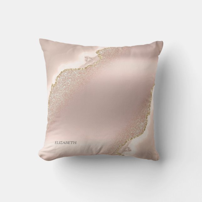 Chic Elegant Rose Gold Glitter Marble   Cushion (Front)
