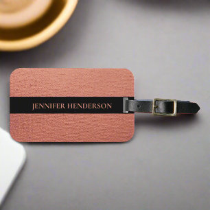 Chic Elegant Rose Gold Monogrammed Initials    Luggage Tag