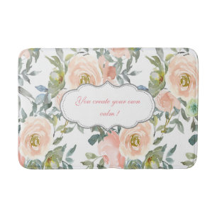 Chic Elegant Roses,Motivational Message   Bath Mat