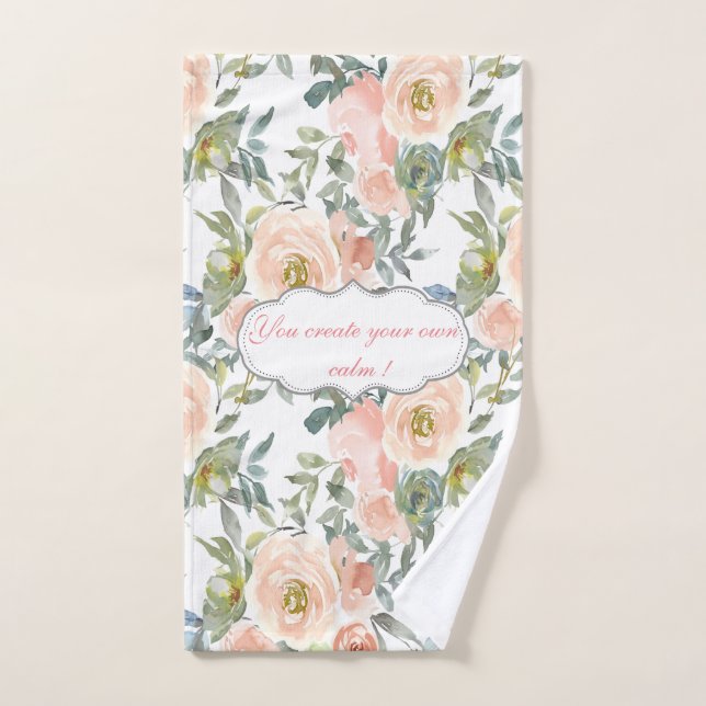 Chic Elegant Roses,Motivational Message  Bath Towel Set (Hand Towel)