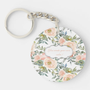 Chic Elegant Roses,Motivational Message Key Ring