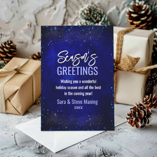 Chic elegant royal blue faux glitter Christmas  Holiday Card
