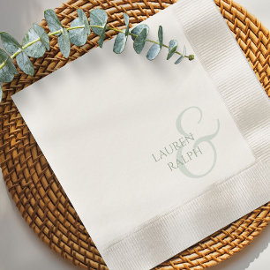 Chic & Elegant Sage Green Script Wedding  Napkin