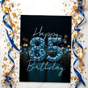 Chic Elegant Sapphire Blue and Black 85th Birthday Postcard