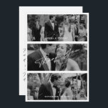 Chic Elegant Script 3 Photo Wedding Thank You Card<br><div class="desc">This sleek and timeless card features a minimalist design, offering a clean canvas to convey your heartfelt thanks. The simplicity of the card allows your appreciation to take centre stage, making it a perfect choice for expressing gratitude after your wedding day. Meticulously crafted with modern aesthetics and attention to detail,...</div>