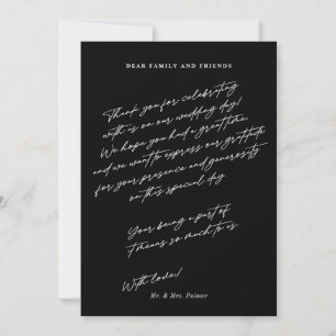 Chic Elegant Script Black 3 Photo Wedding Thank You Card