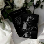 Chic Elegant Script Black 3 Photo Wedding Thank You Card<br><div class="desc">This sleek and timeless card features a minimalist design, offering a clean canvas to convey your heartfelt thanks. The simplicity of the card allows your appreciation to take centre stage, making it a perfect choice for expressing gratitude after your wedding day. Meticulously crafted with modern aesthetics and attention to detail,...</div>