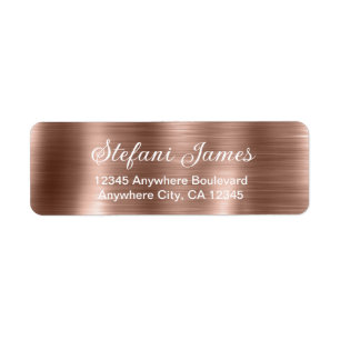Chic Elegant Script Metallic Rose Gold Label Return Address Label