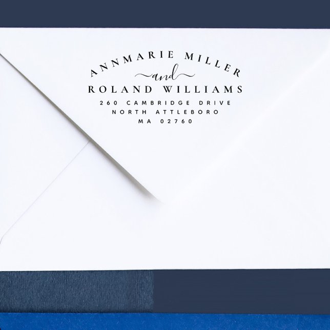 Chic Elegant Script Two Last Names Return Address Rubber Stamp (Creator Uploaded)