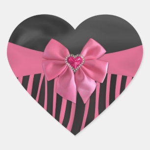 chic elegant silk fabric effects zebra print heart sticker