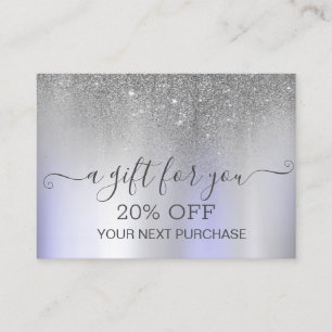 Chic Elegant Silver Glitter Violet Discount Card