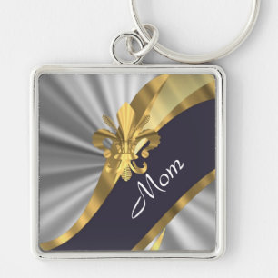 Chic elegant silver mothers day key ring