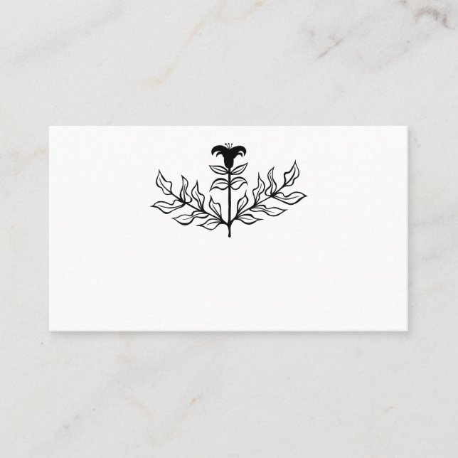 Chic Elegant Simple Black & White Lily Line Art  Place Card (Front)