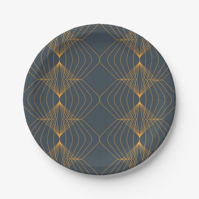 Chic, elegant, simple geometric graphic pattern paper plate (Front)