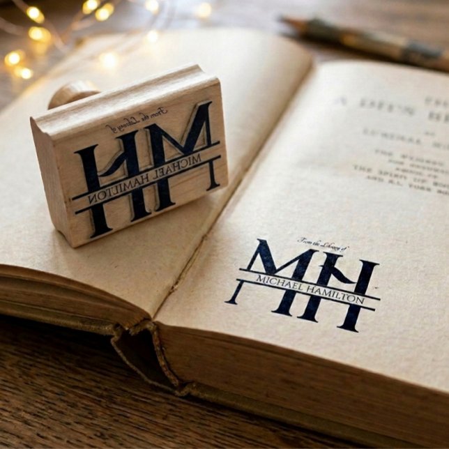 Chic Elegant Simple Modern Monogram Initials Name  Rubber Stamp (Creator Uploaded)