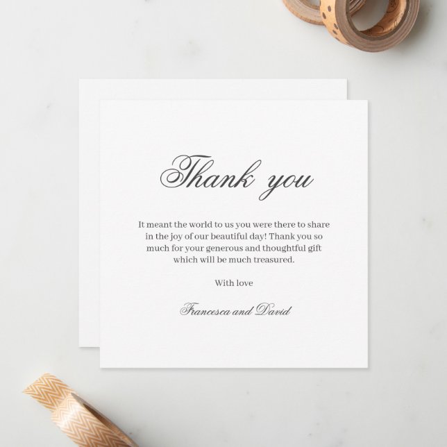 Chic elegant simple wedding thank you card  (Front/Back In Situ)