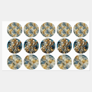Chic Elegant Swirls in Gold, Silver, Blue, Yellow