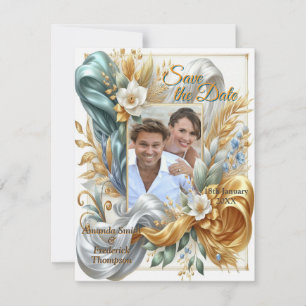 Chic Elegant Swirls in Gold, Silver, Blue, Yellow Announcement