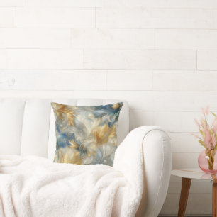 Chic Elegant Swirls in Gold, Silver, Blue, Yellow  Cushion